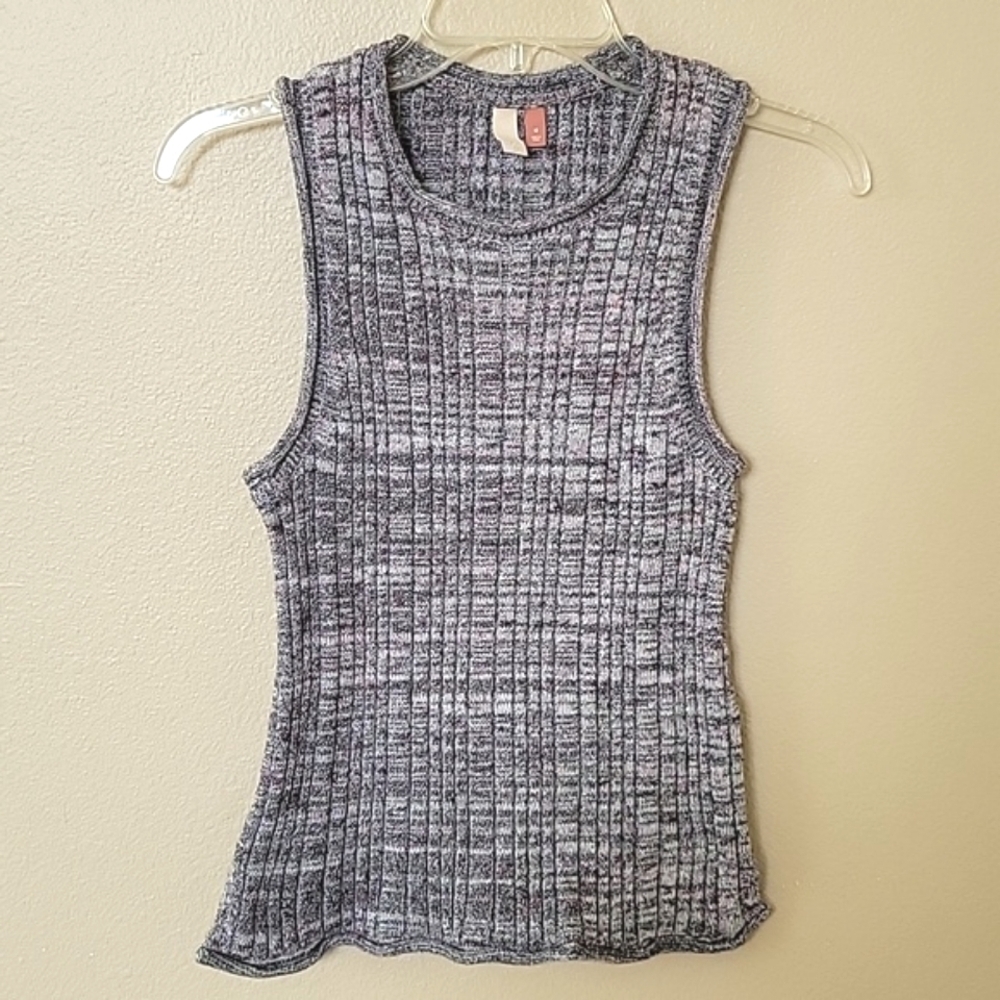 Pilcro Anthropologie Gray Silk Blend High Neck Ribbed Tank - Size Medium